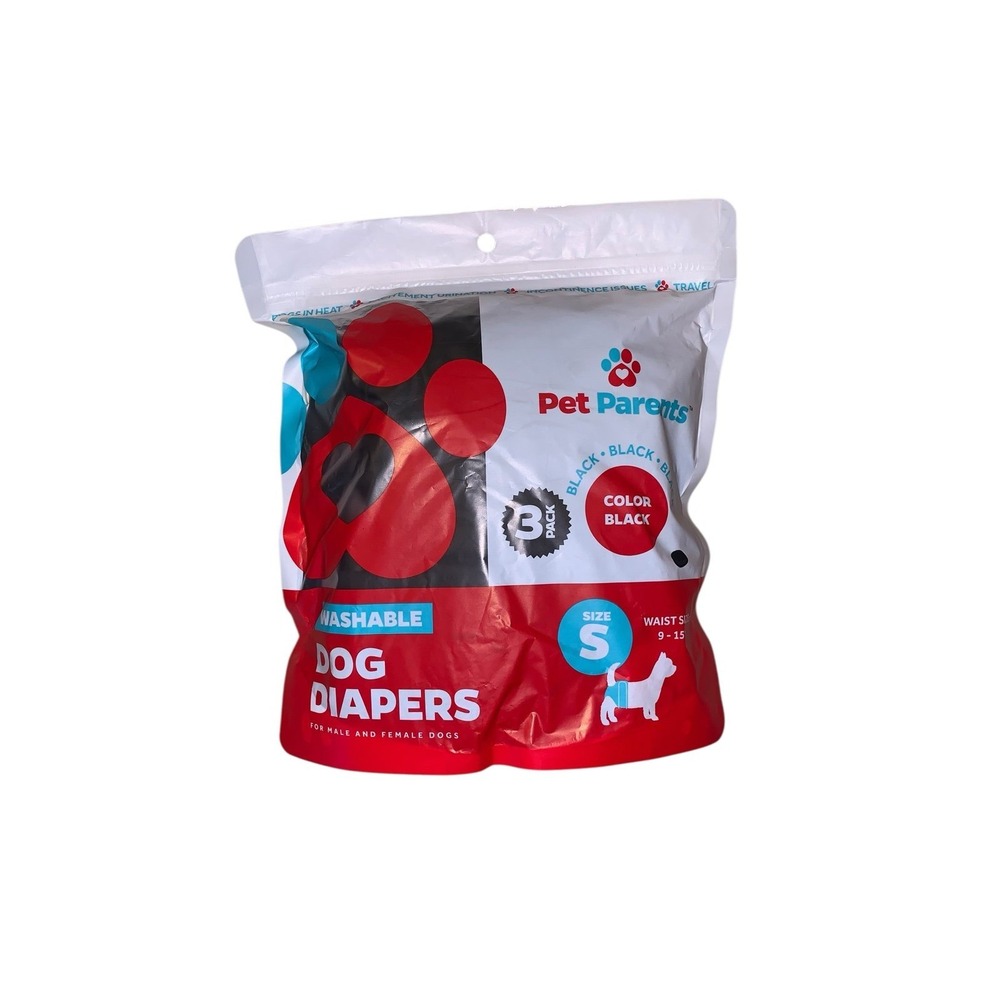 Pet Parents Washable Dog Diapers‎ (3-Pack) Small Black Sustainable